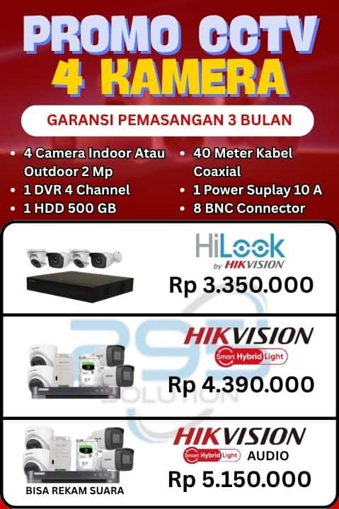 paket cctv 4 kamera hikvision hilook jogja harga murah